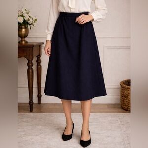 Vintage Royce Ltd New York 100% Wool A-Line Skirt Made in USA Navy sz 12 pockets